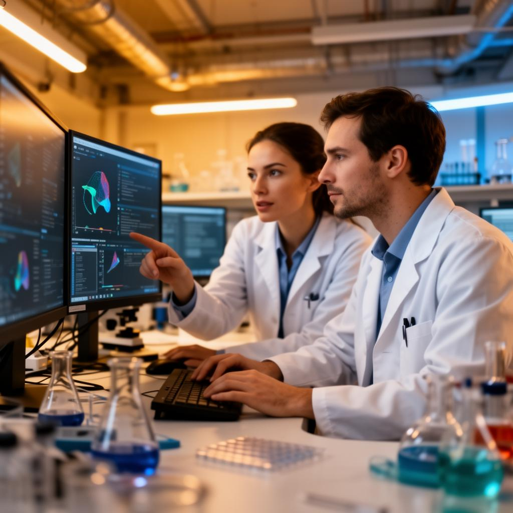 Researchers working in a scientific lab